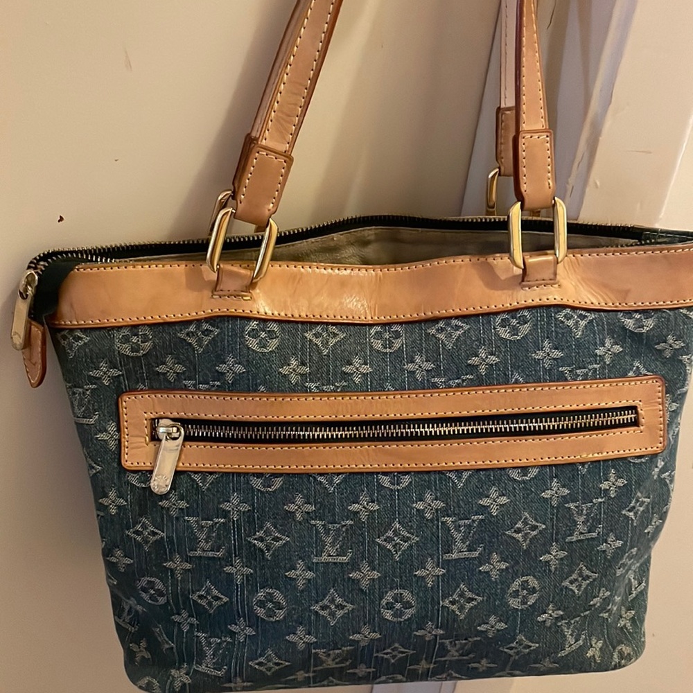 Louis Vuitton Blue Denim bag with cute little pouch